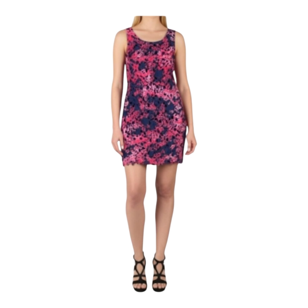 Vince Camuto Red & Black Lace Overlay Floral Sleeveless Dress, size 10P